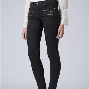 Topshop Jaime Moto black jeans with zipper pockets